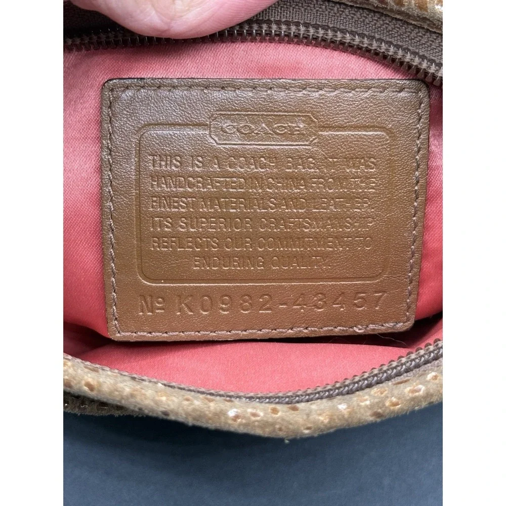 COACH Peyton Signature Khaki Canvas Snakeskin Python Turnlock Swing Pack Bag